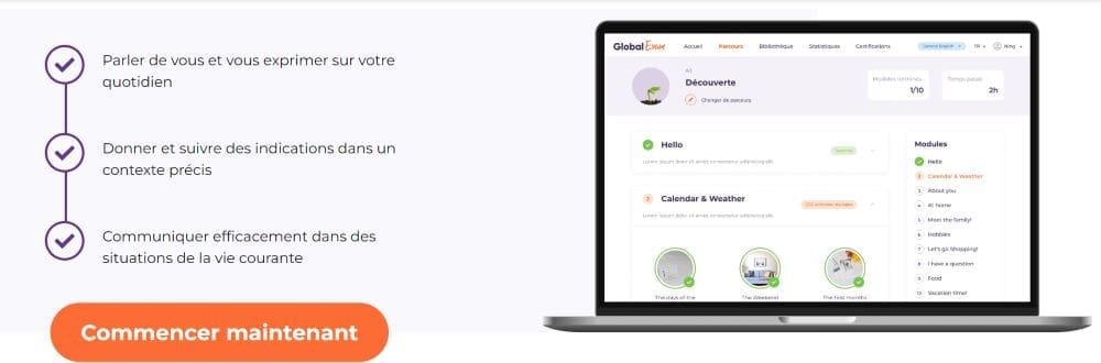 Apprendre l'espagnol en ligne : globalExam