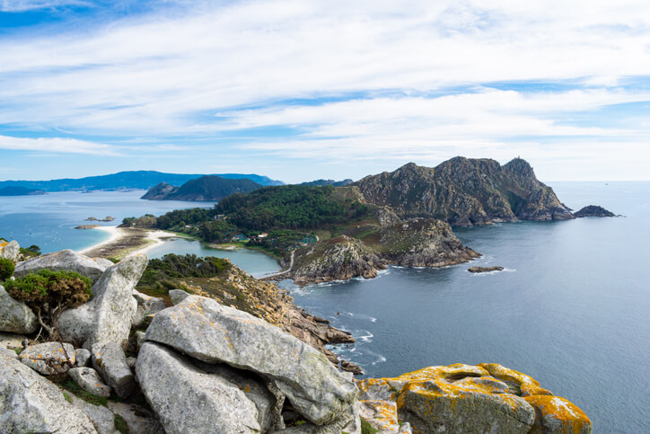 Vue panoramique sur les îles Cies. Parc national en Galice