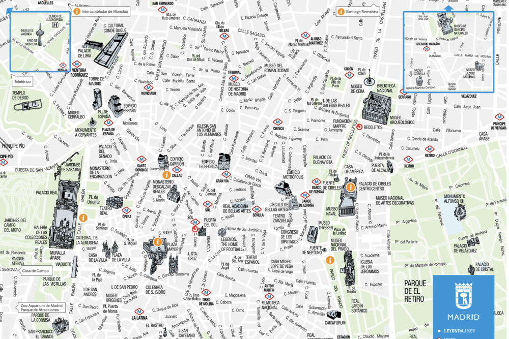 Plan de Madrid touristique : cartes PDF, monuments, quartiers et métro
