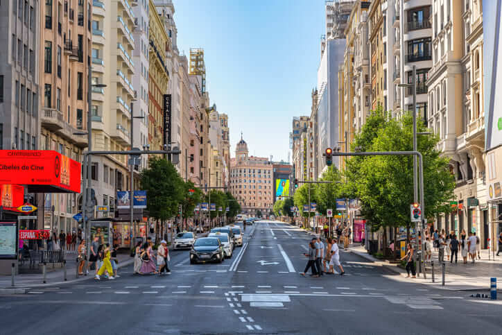 Vue panoramique sur la Gran Via de Madrid