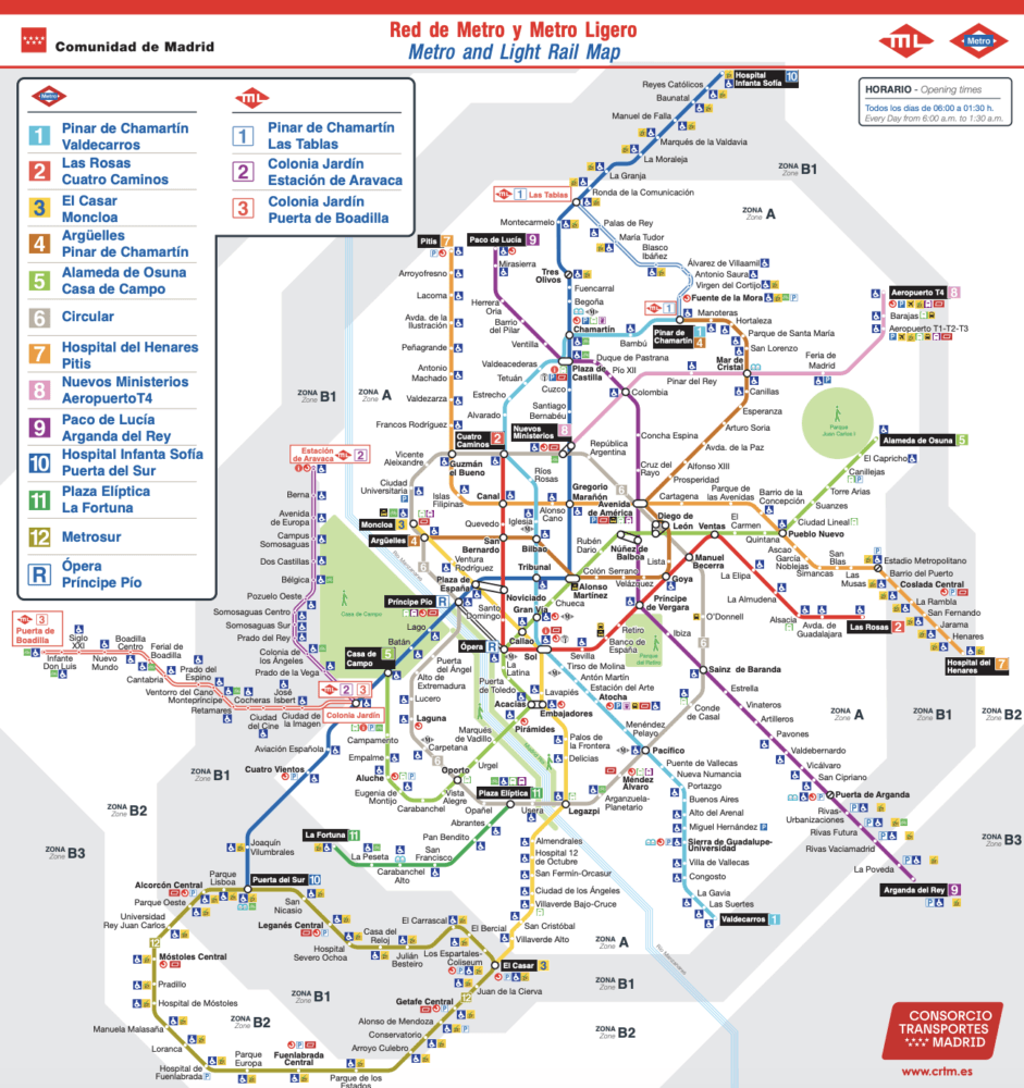 Plan du métro de Madrid